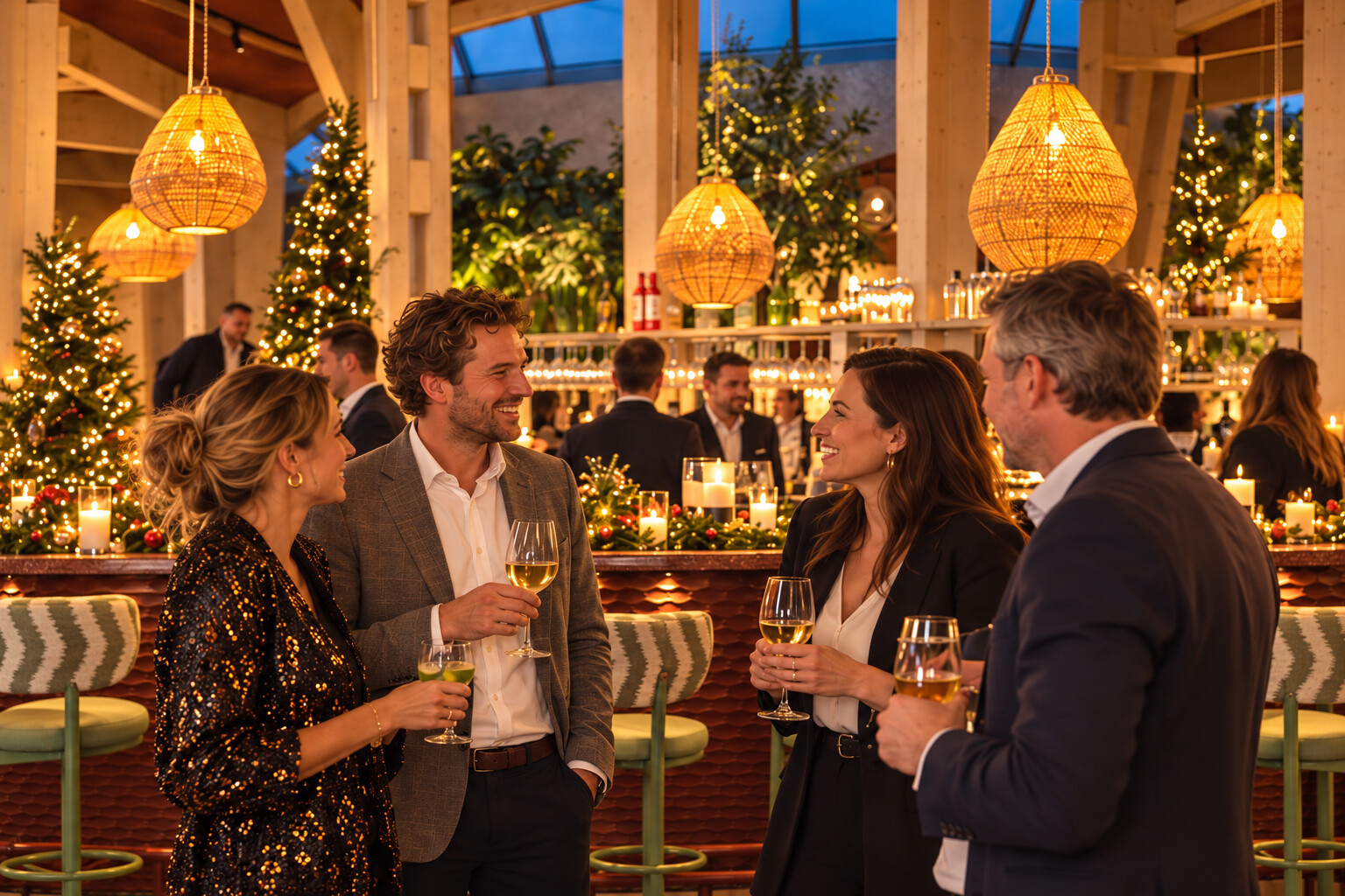 Sfeerimpressie van collega’s die kerst vieren bij de Brisa-bar